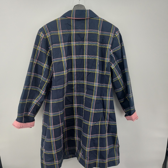 Talbots Plaid Navy A Line Trench Coat Size 2X - Picture 8 of 9